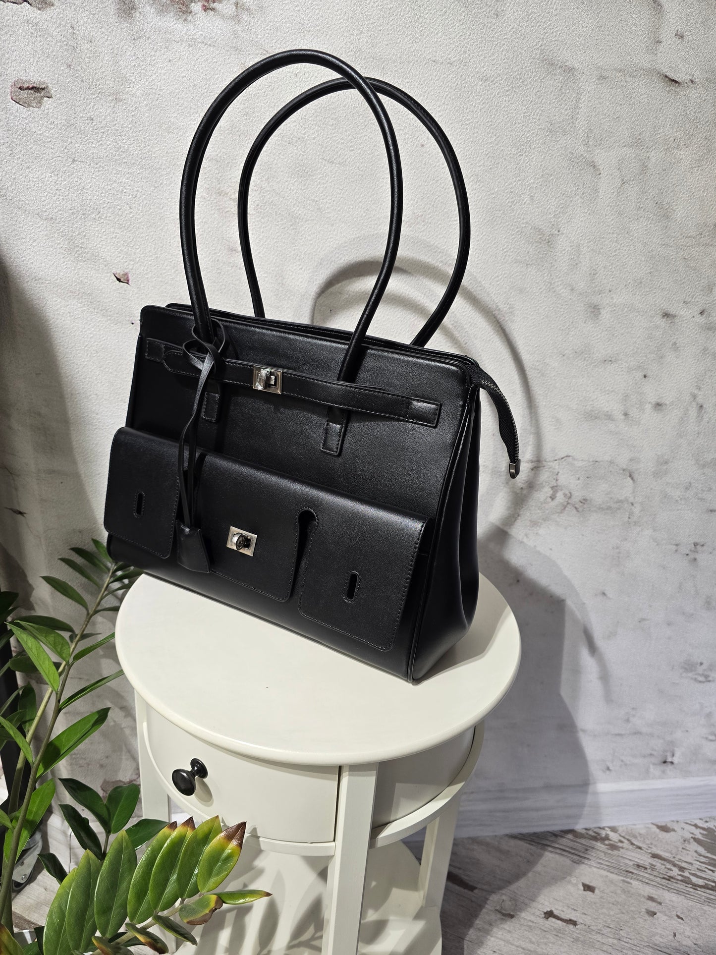 Дамска чанта от еко кожа-кафява голям размер