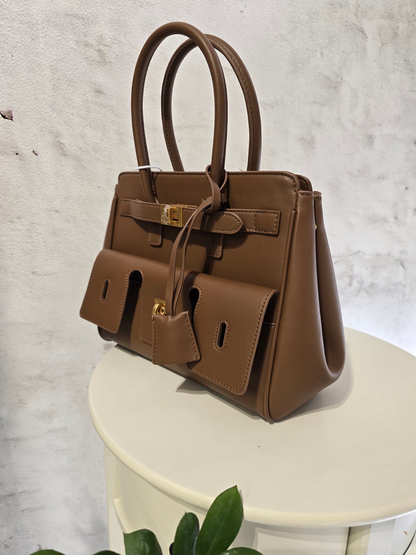 Дамска чанта от еко кожа-кафява малък размер