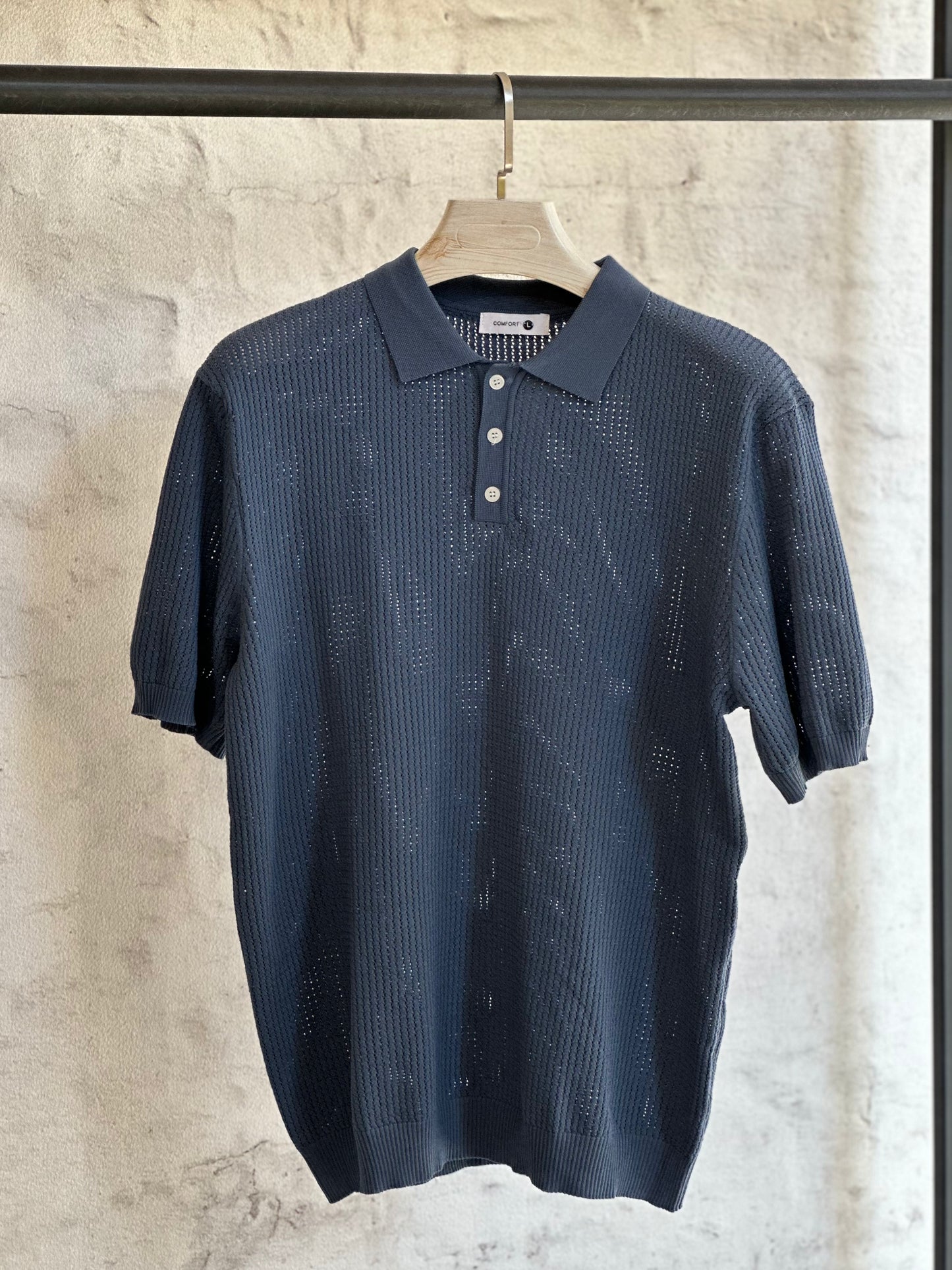 Мъжка тениска фино плетиво-крема