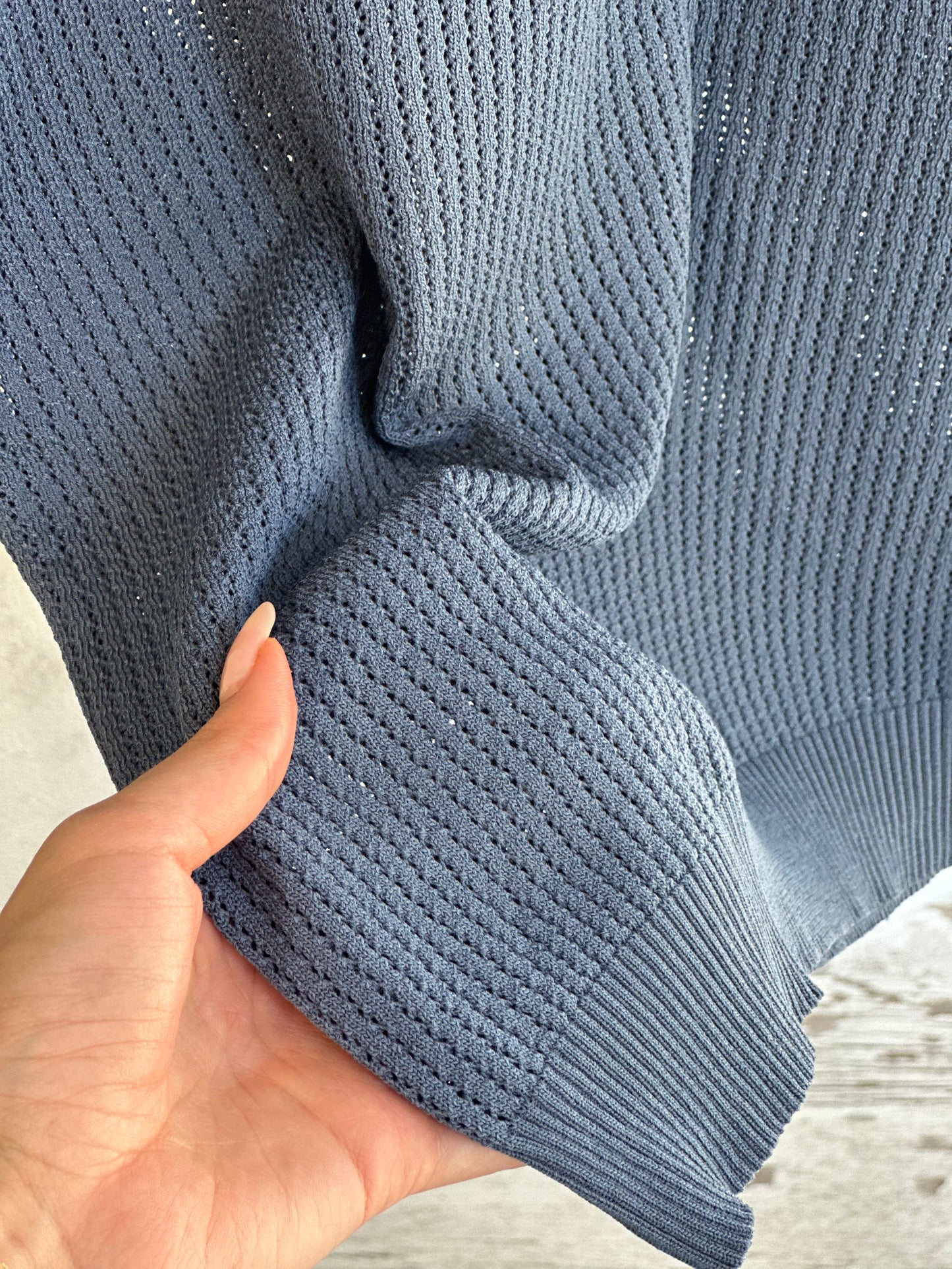 Мъжка тениска фино плетиво-тъмно син