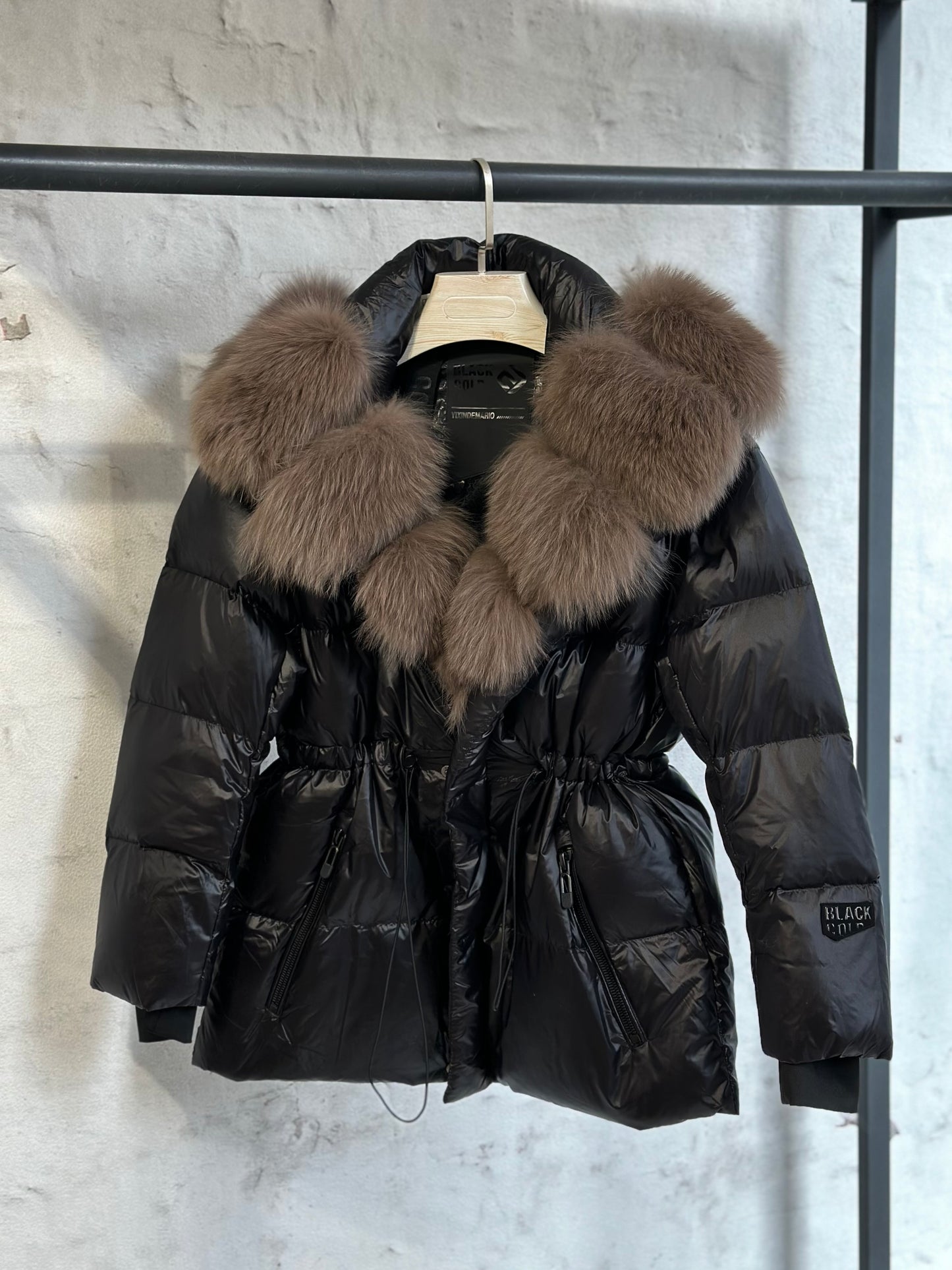 Дамско яке с гъши пух и естествен косъм