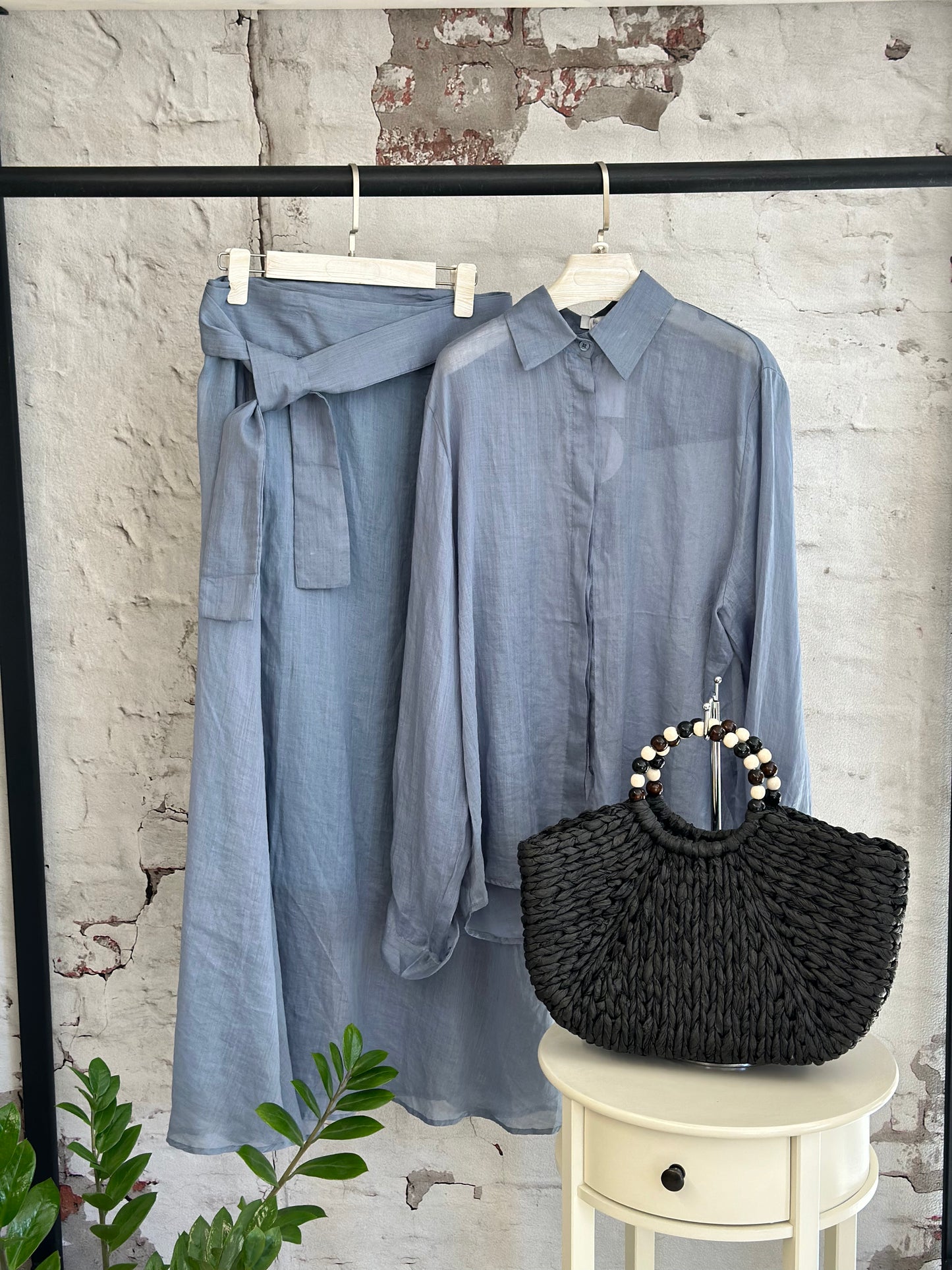 Дамски памучен комплект-бяло