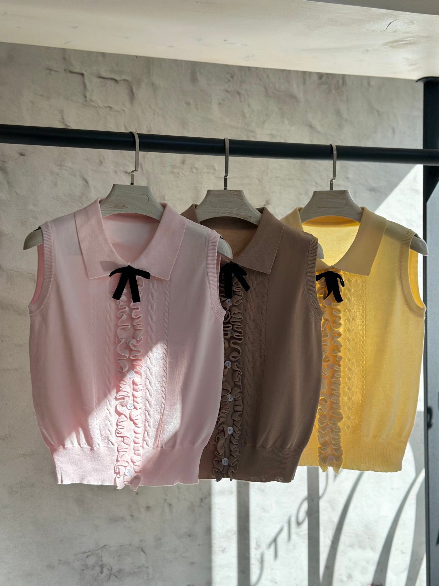 Дамско плетено елече- розово