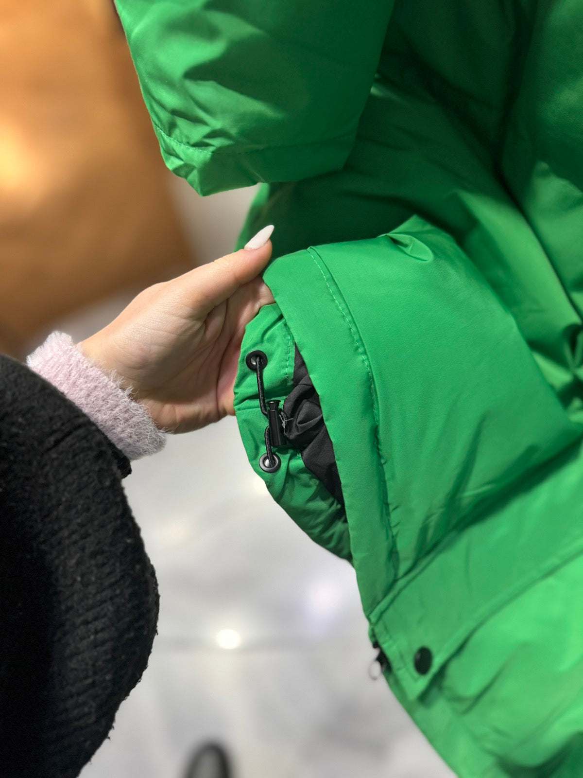 Дамско яке с гъши пух тип шуба-зелено