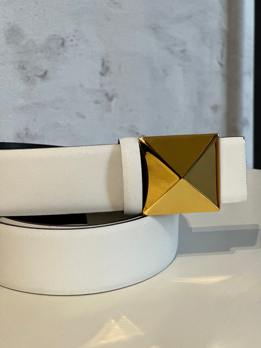 Дамски бял колан от естествена кожа