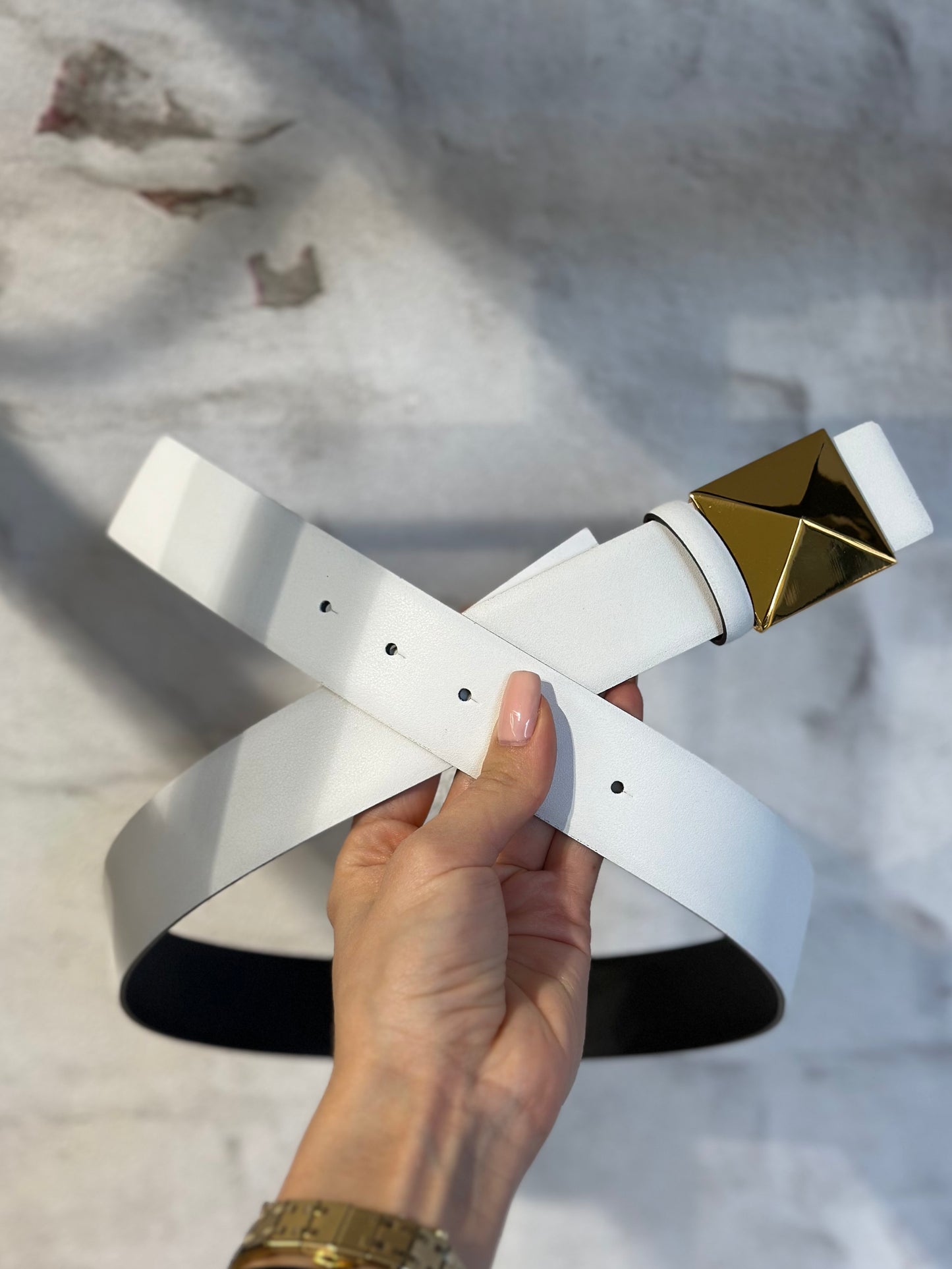 Дамски бежов колан от естествена кожа