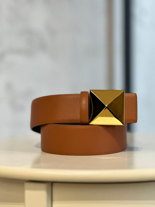 Дамски кафяв колан от естествена кожа