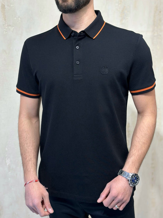 Мъжка черна тениска с яка