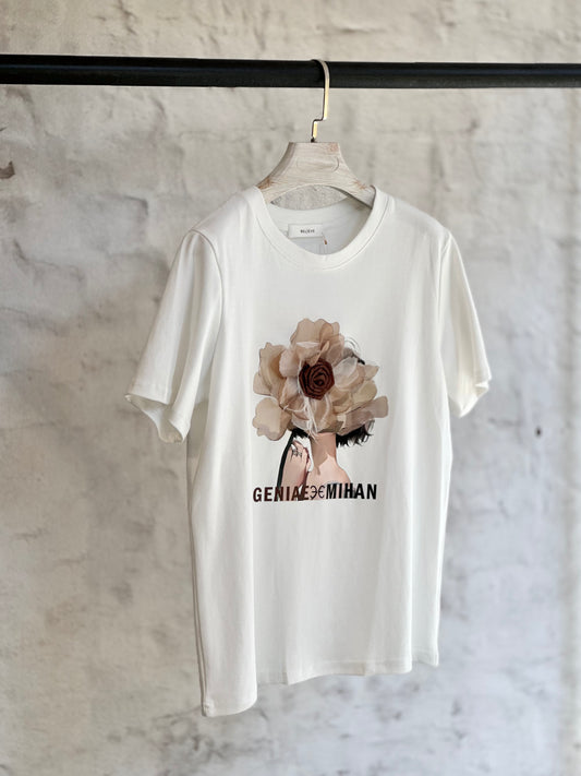 Дамска тениска Flower- бяло
