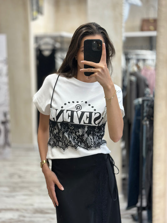 Дамска тениска Lace с черно