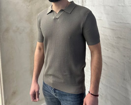 Мъжка тениска фино плетиво-зелена