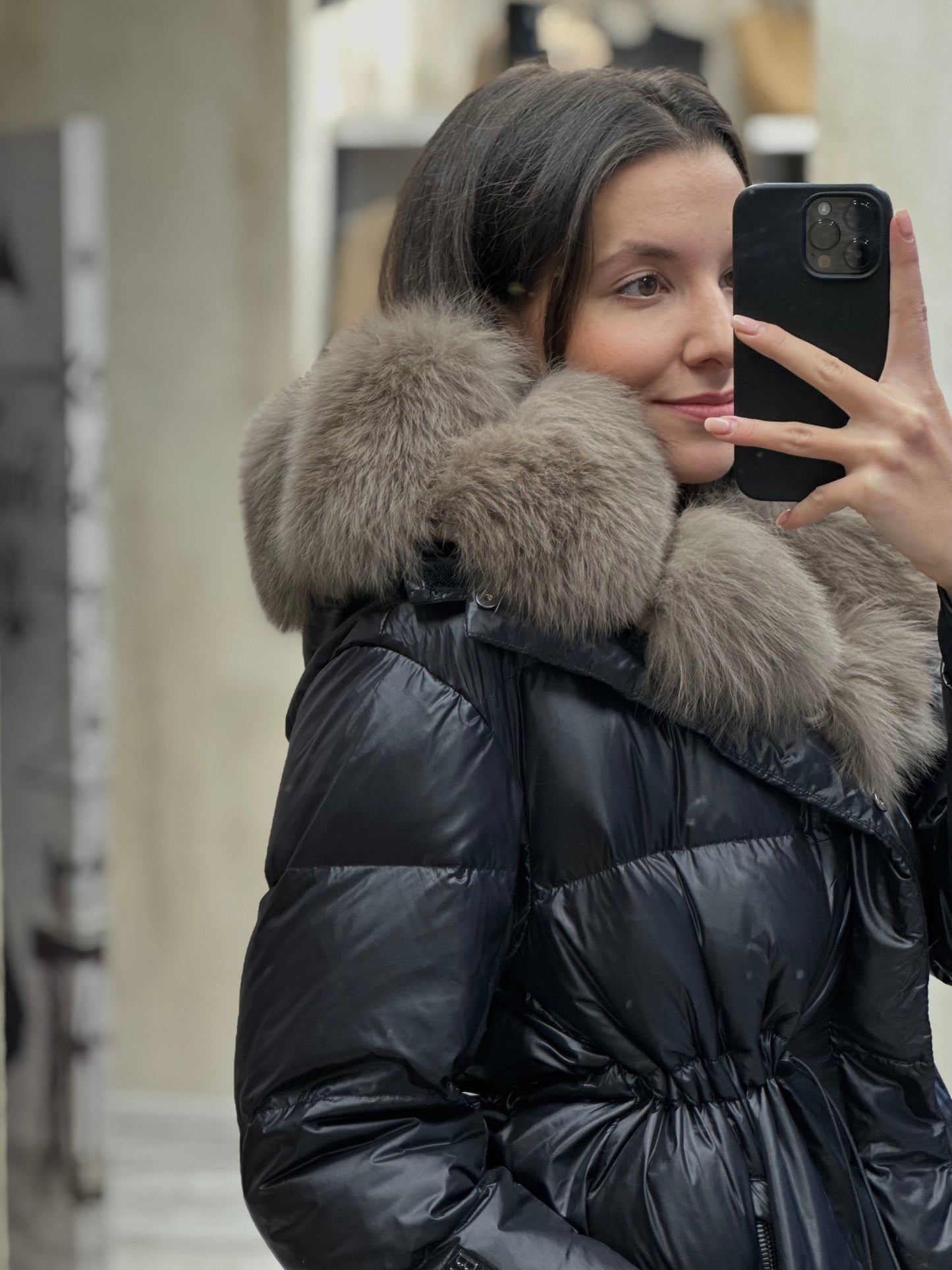 Дамско яке с гъши пух и естествен косъм