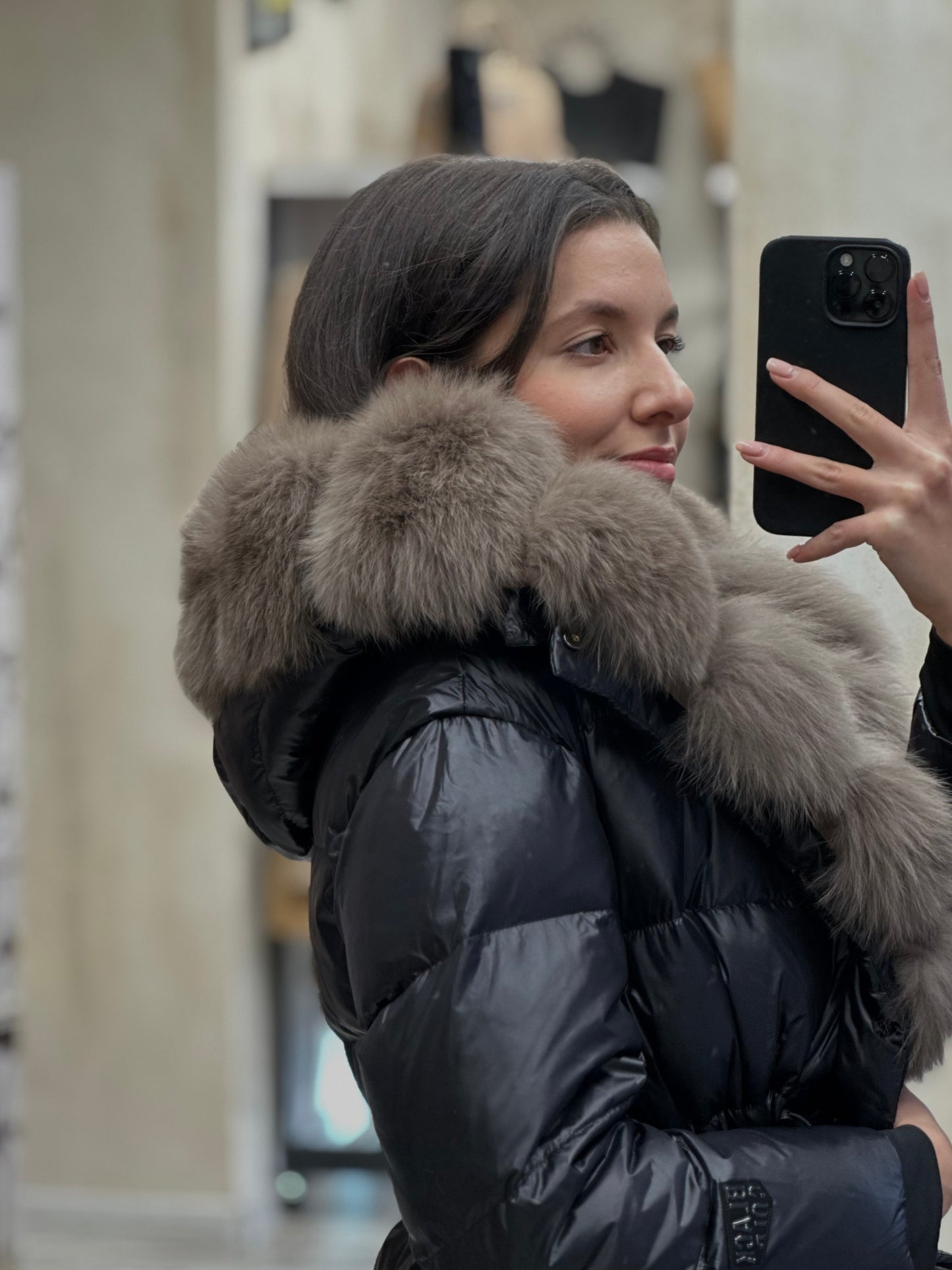 Дамско яке с гъши пух и естествен косъм