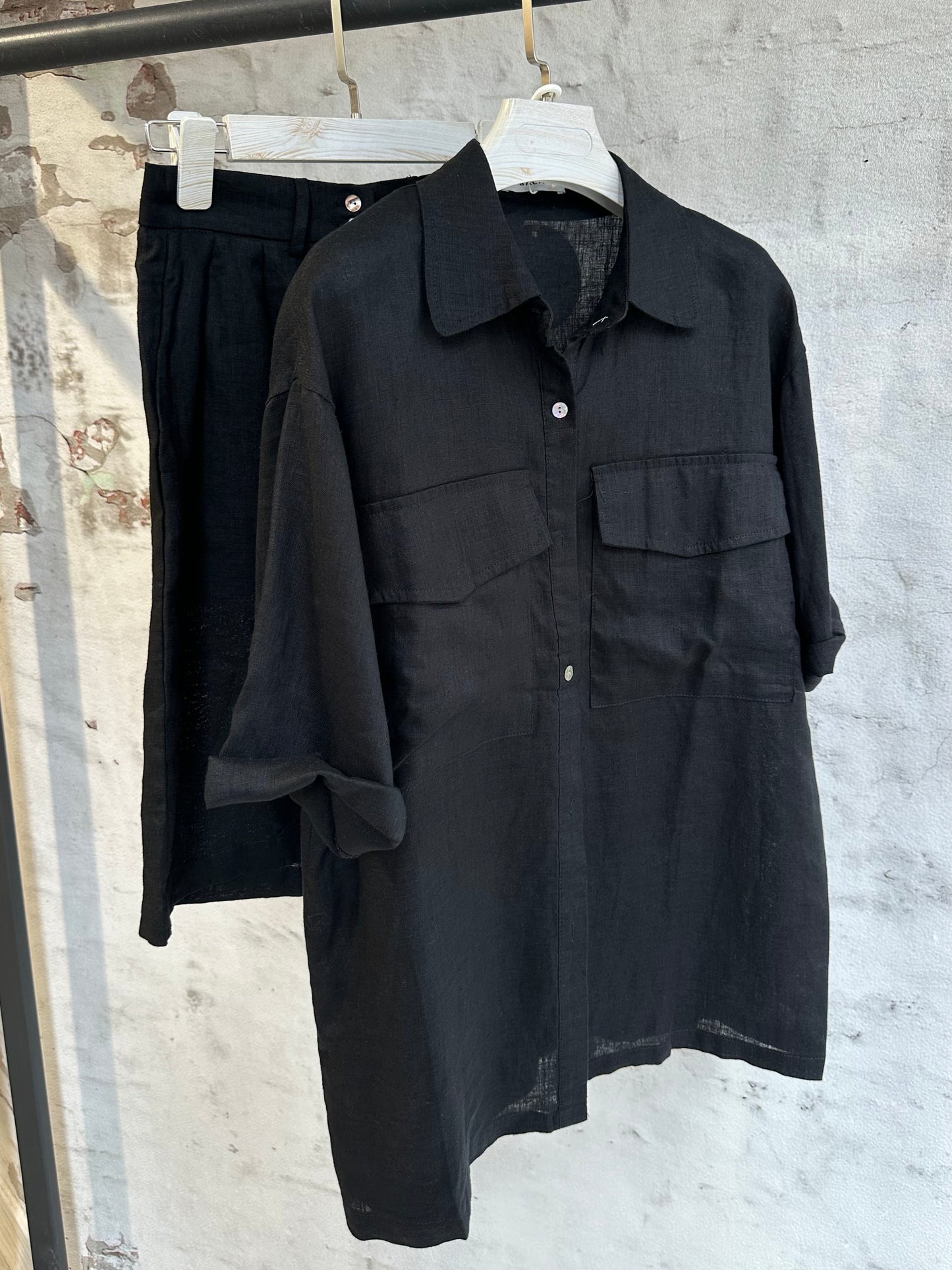 Дамски ленен комплект-къс