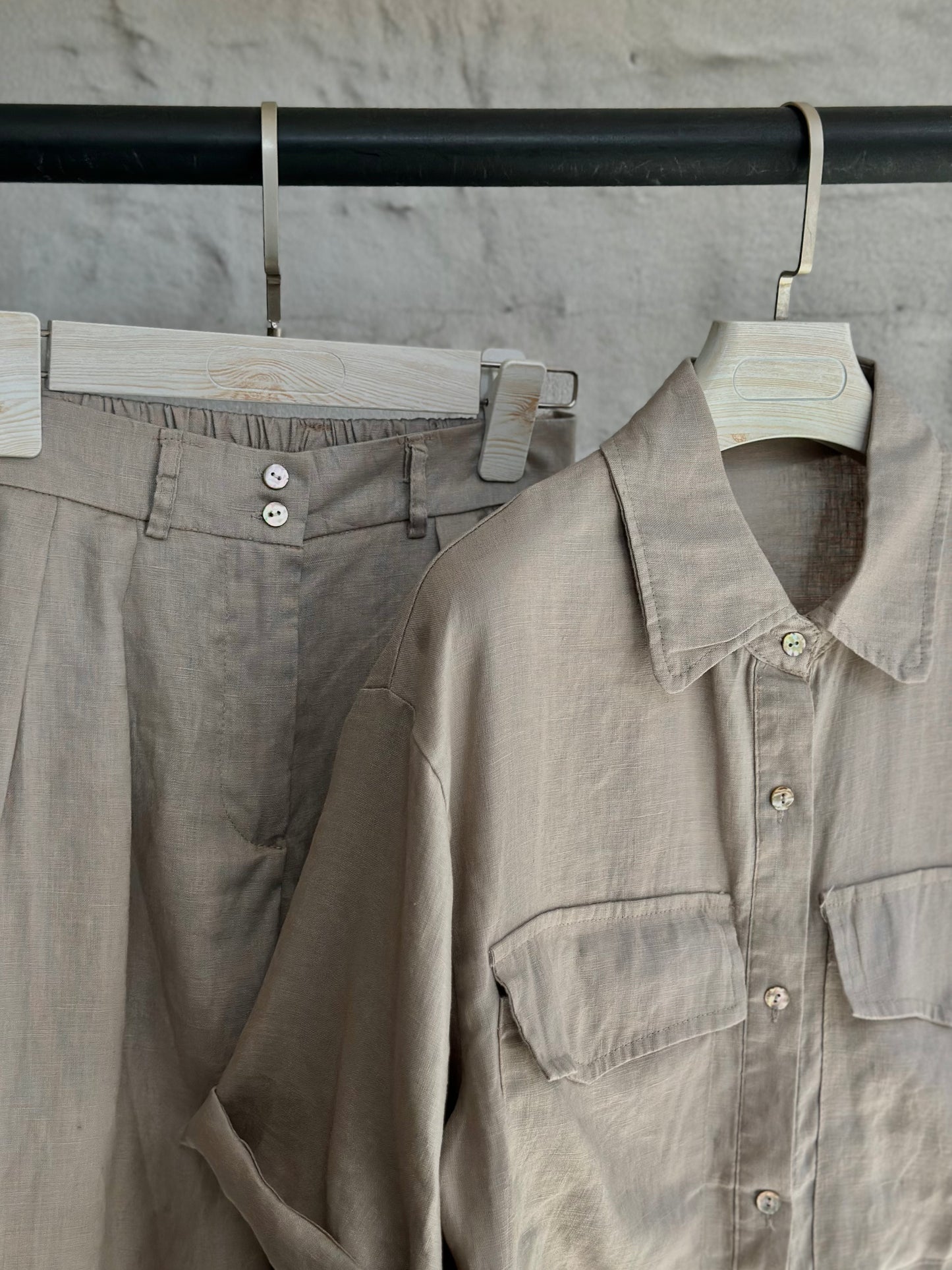 Дамски ленен комплект-къс