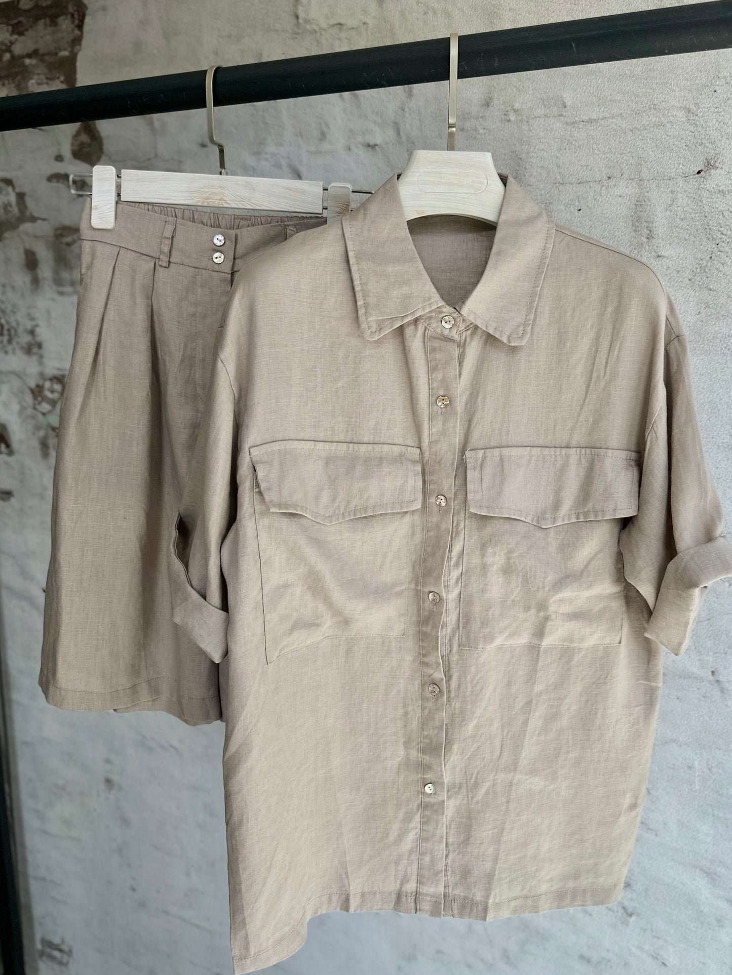 Дамски ленен комплект-къс