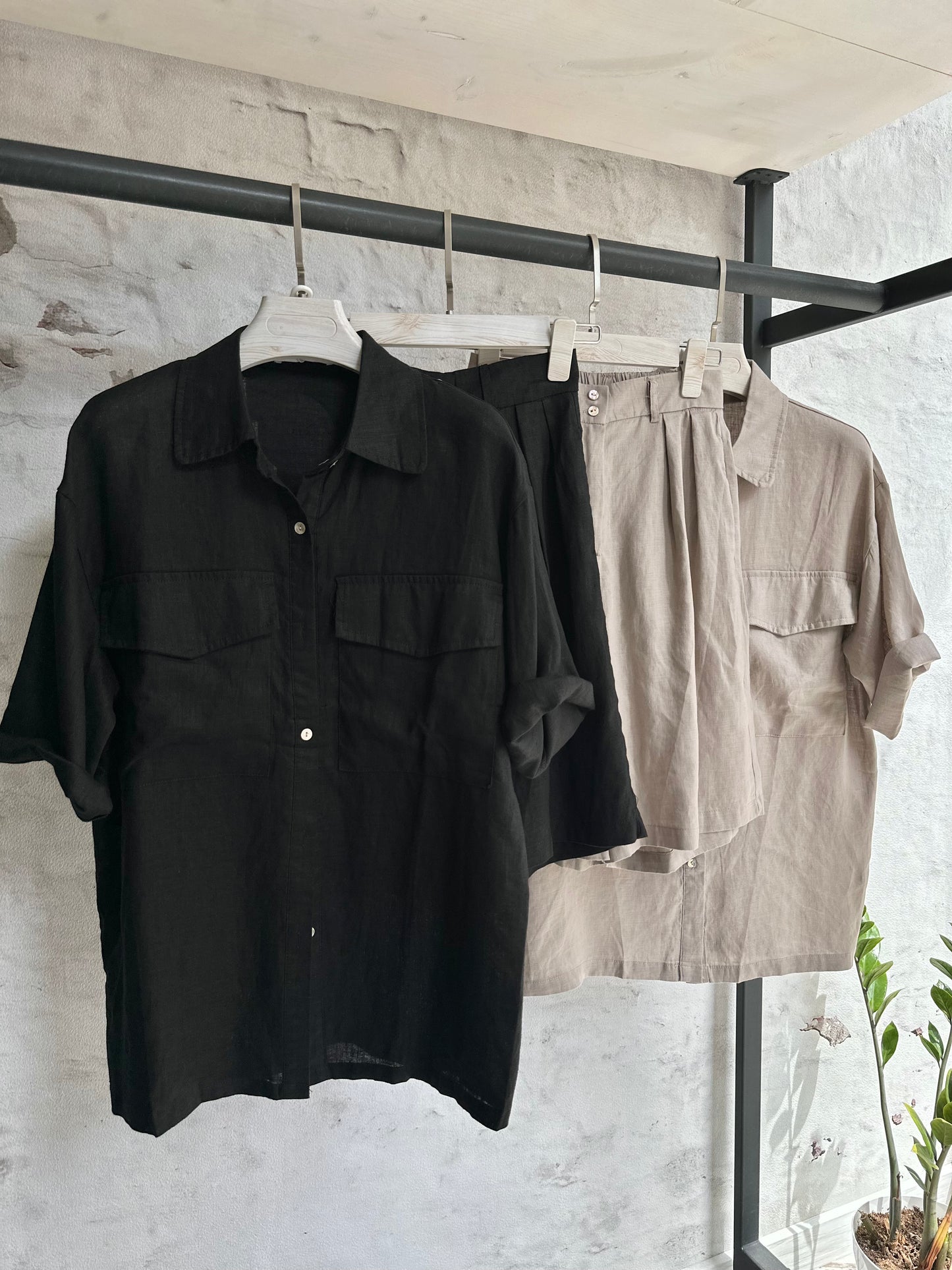 Дамски ленен комплект-къс