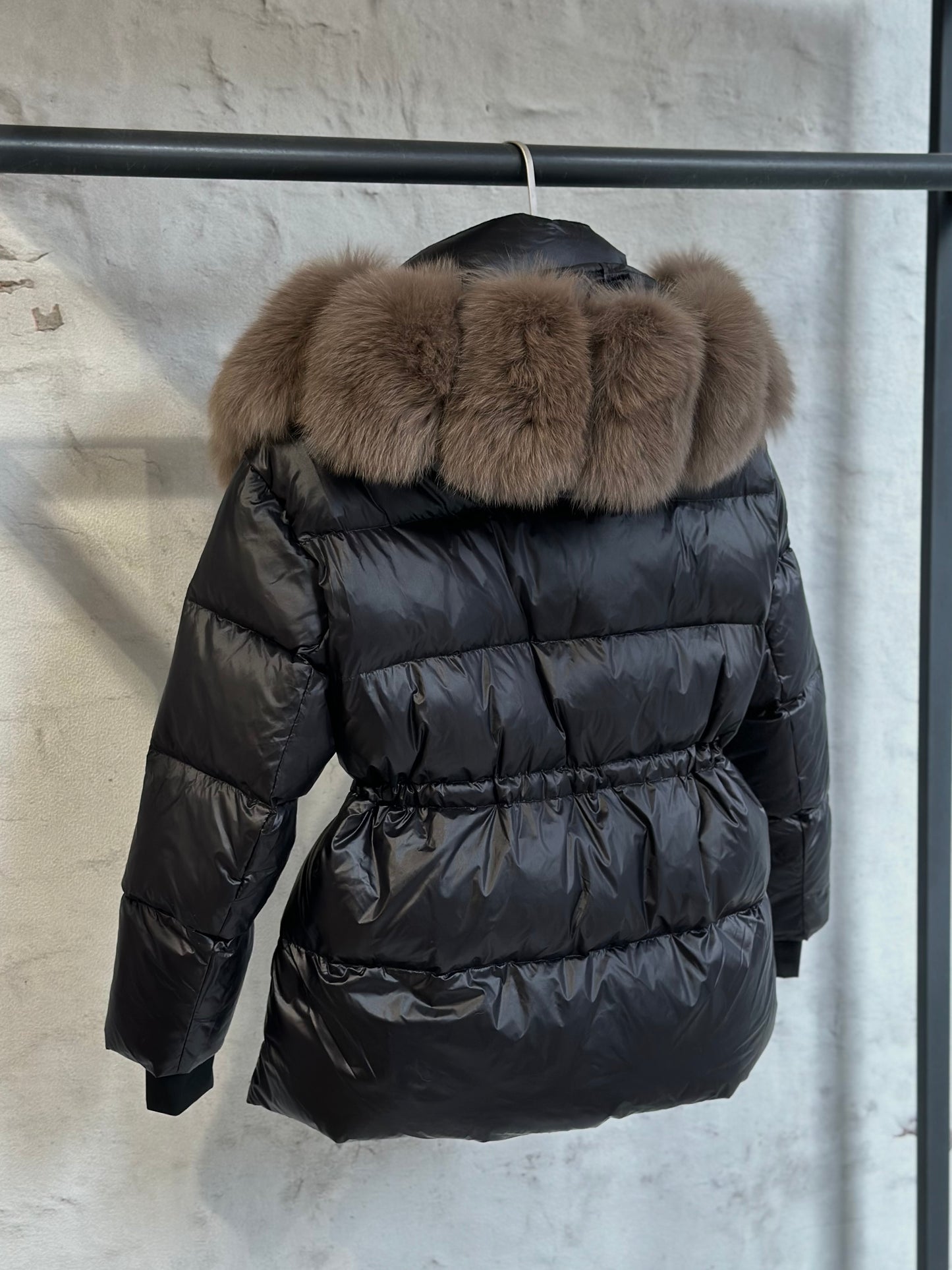 Дамско яке с гъши пух и естествен косъм