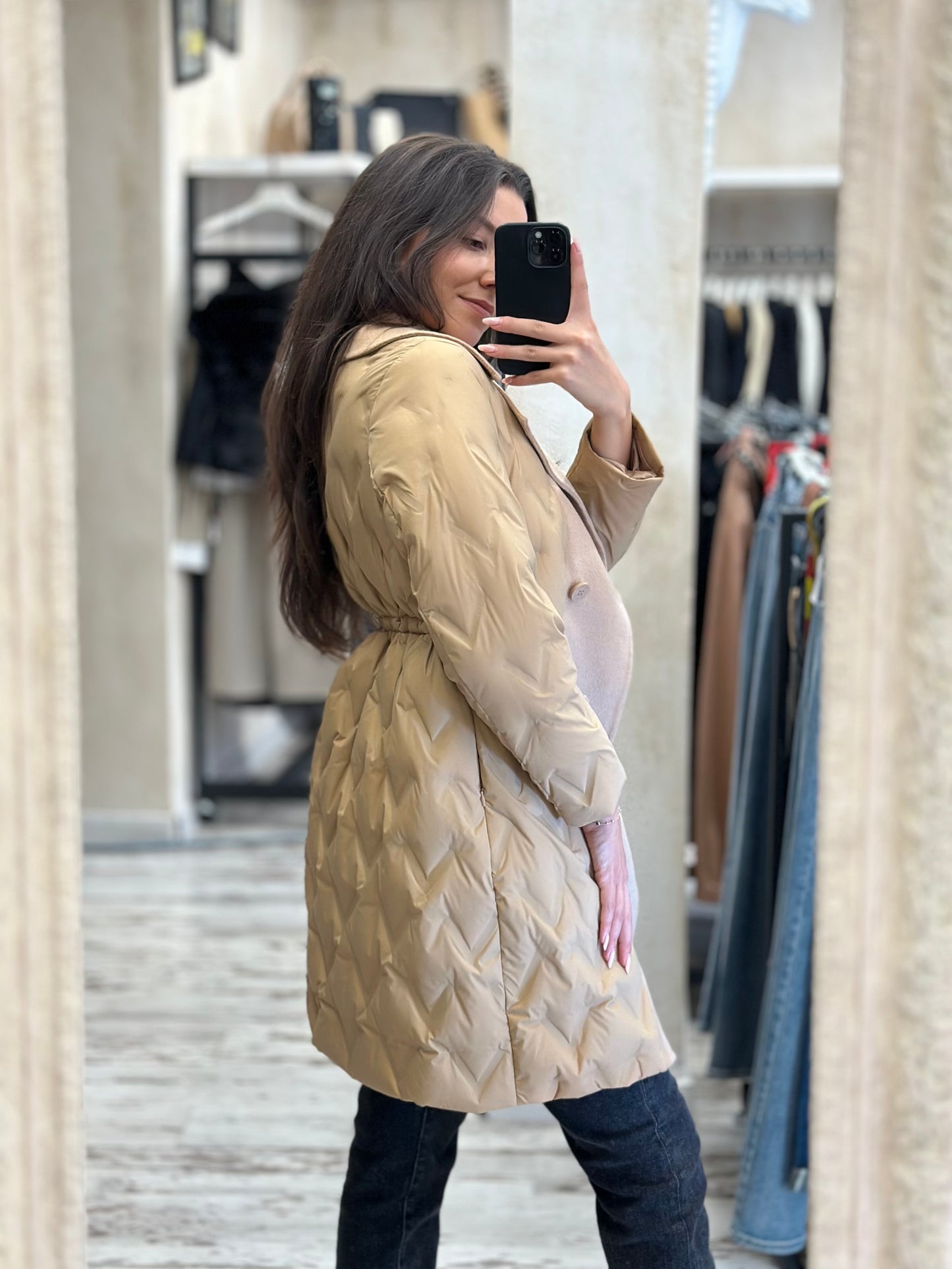 Палто с шушляк и ластик в талията