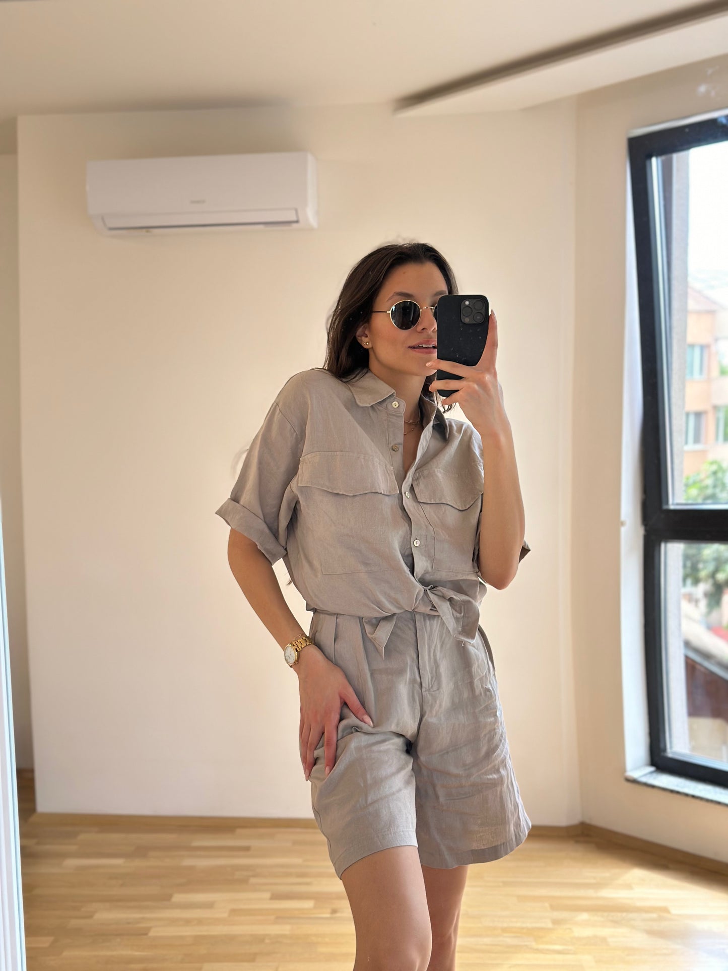 Дамски ленен комплект-къс