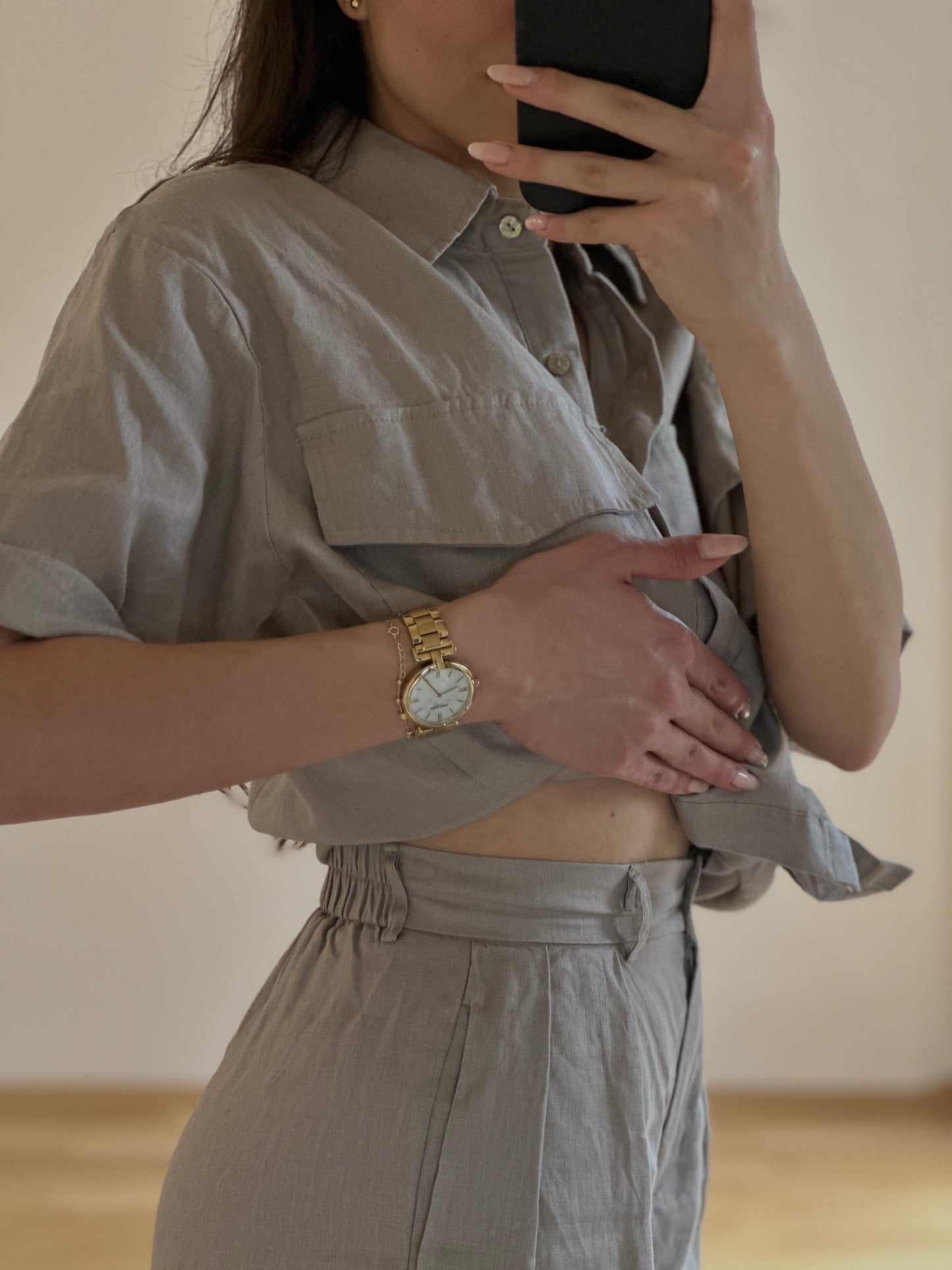 Дамски ленен комплект-къс