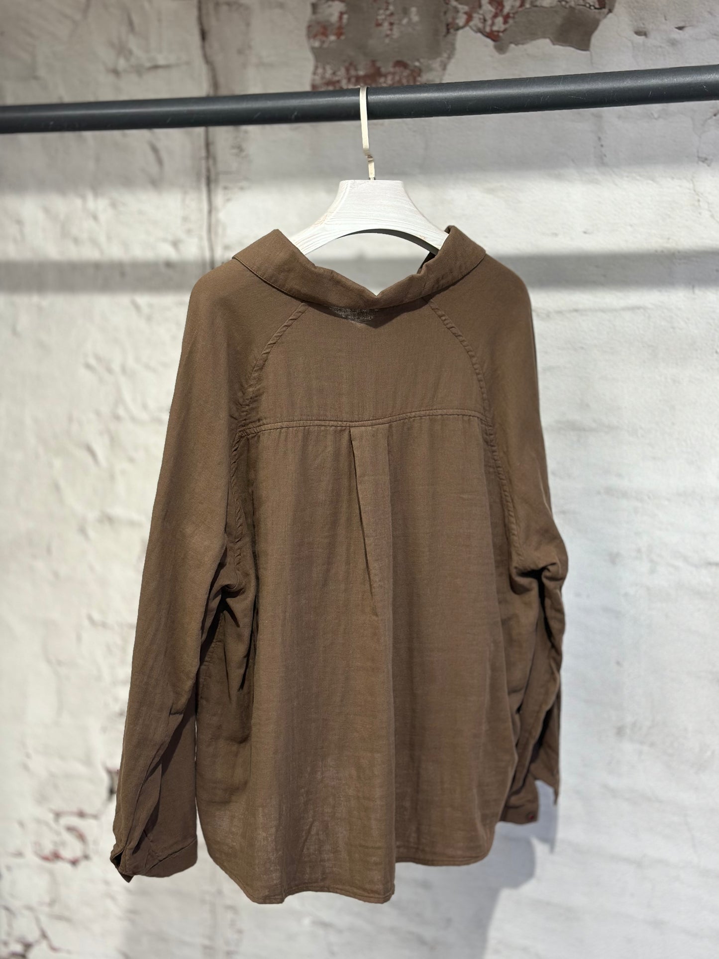 Дамска памучна риза-кафява