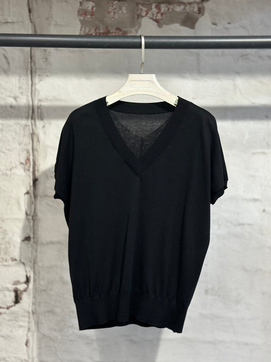 Дамска блуза тънко плетиво-черна