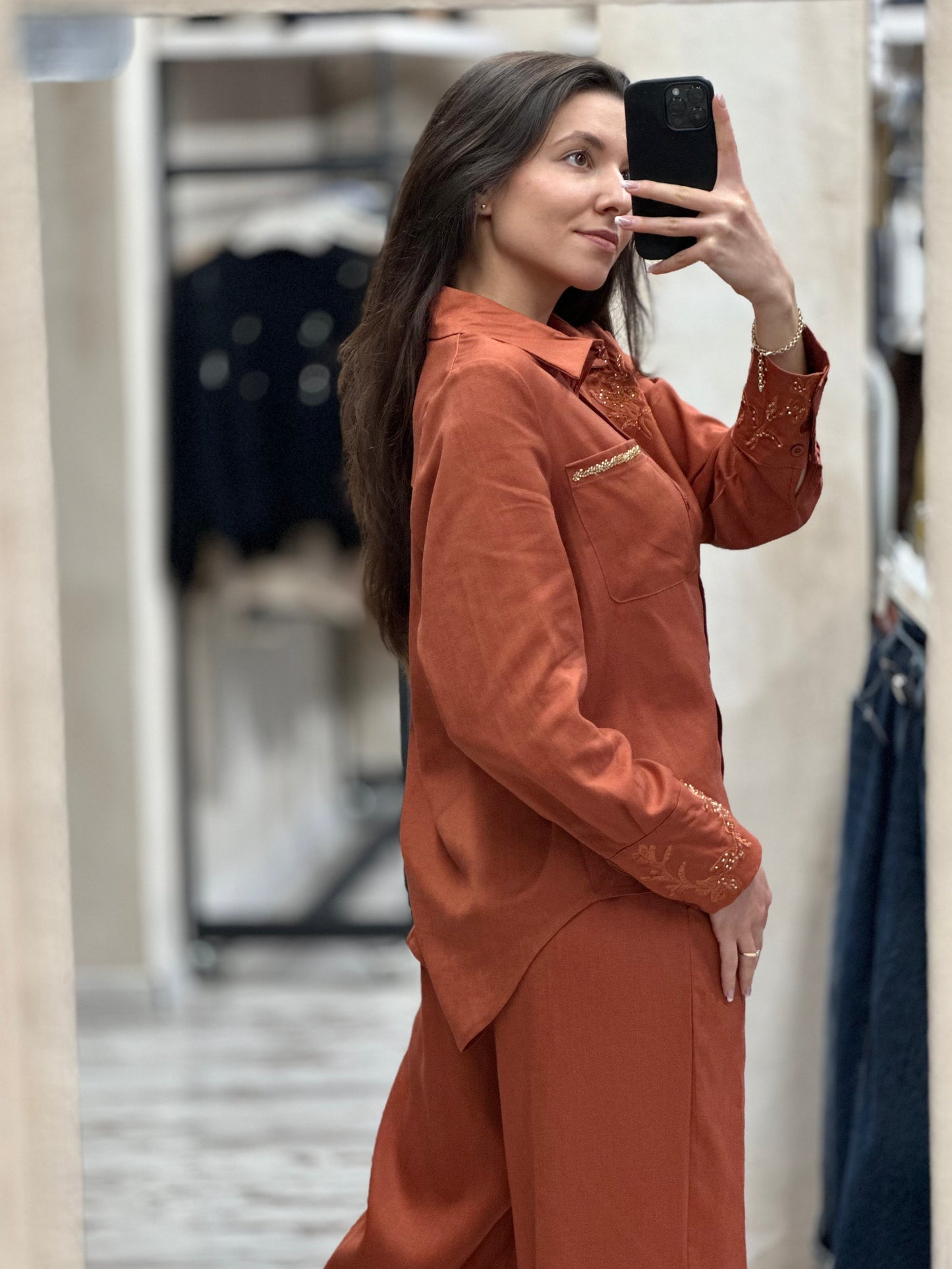 Дамски ленен комплект - керемиден