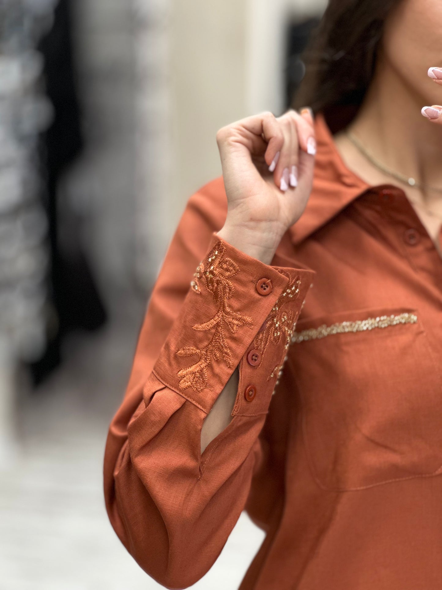 Дамски ленен комплект - керемиден