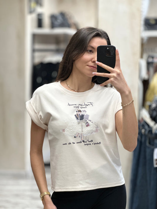 Дамска тениска Lady-крема