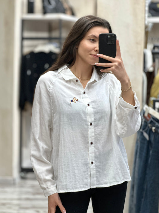Дамска памучна риза-бяла