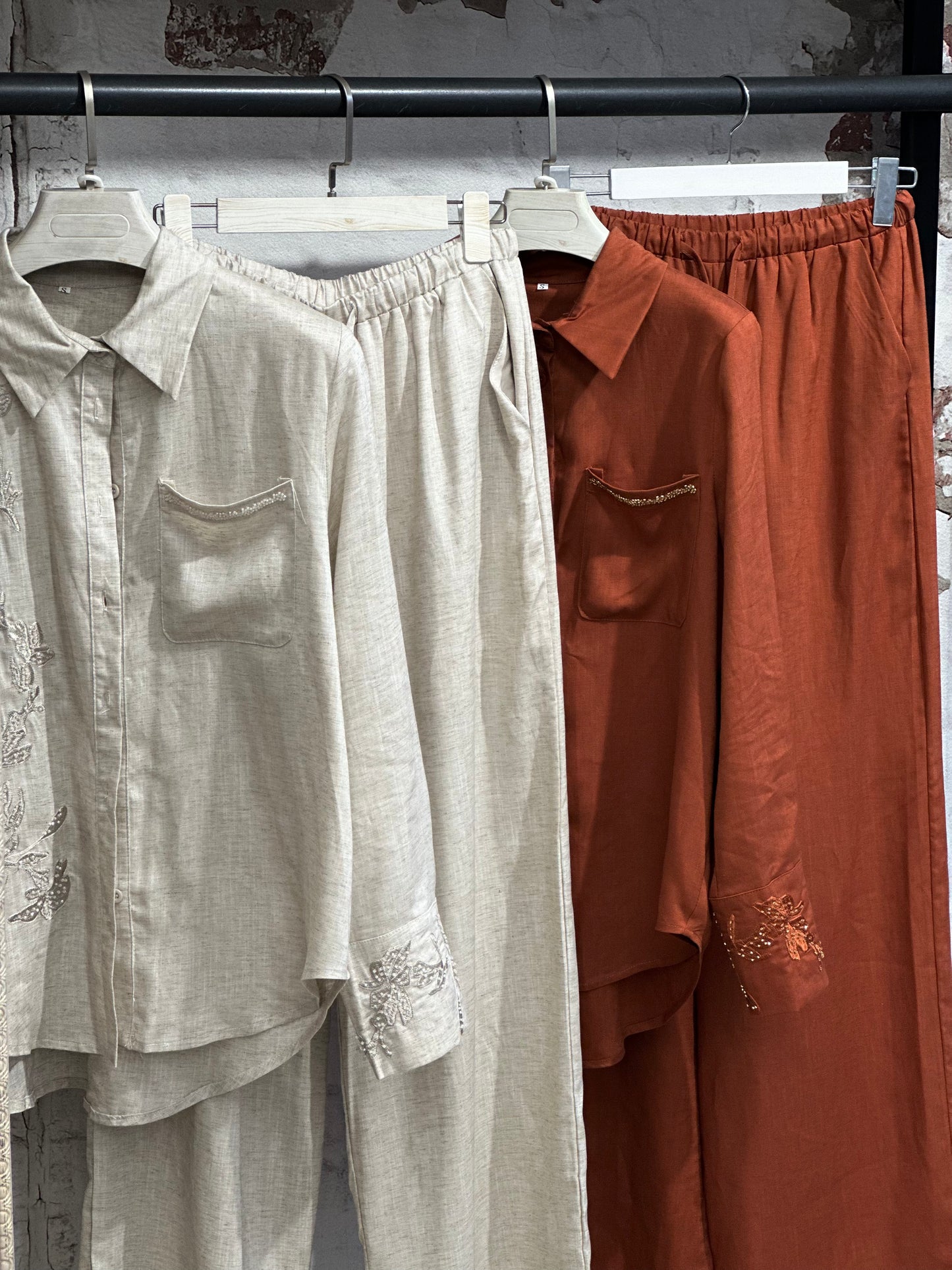 Дамски ленен комплект - керемиден