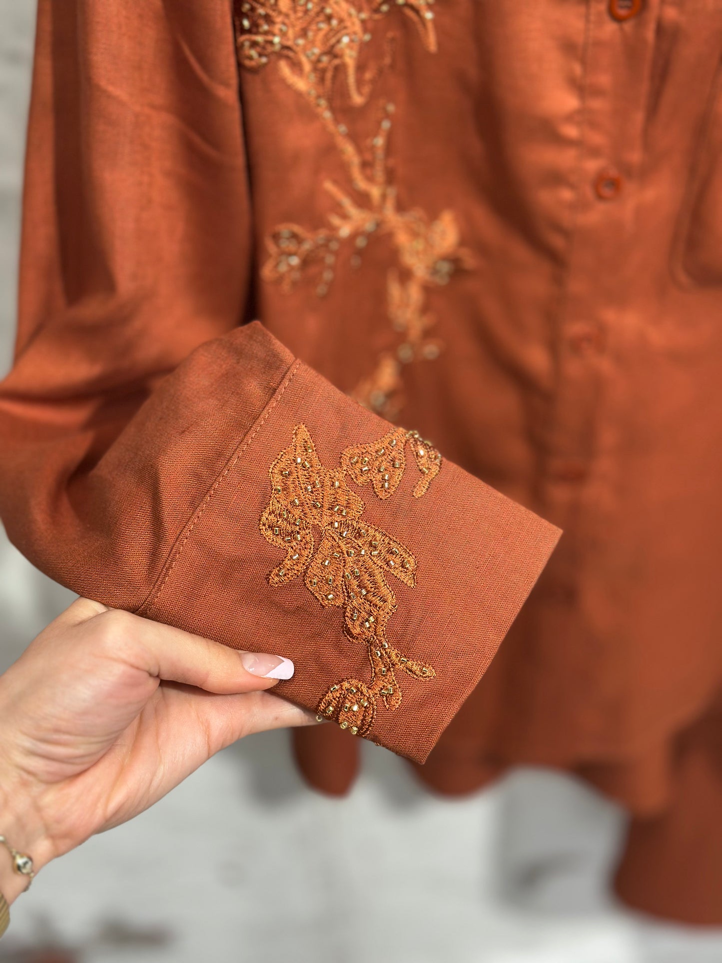 Дамски ленен комплект - керемиден