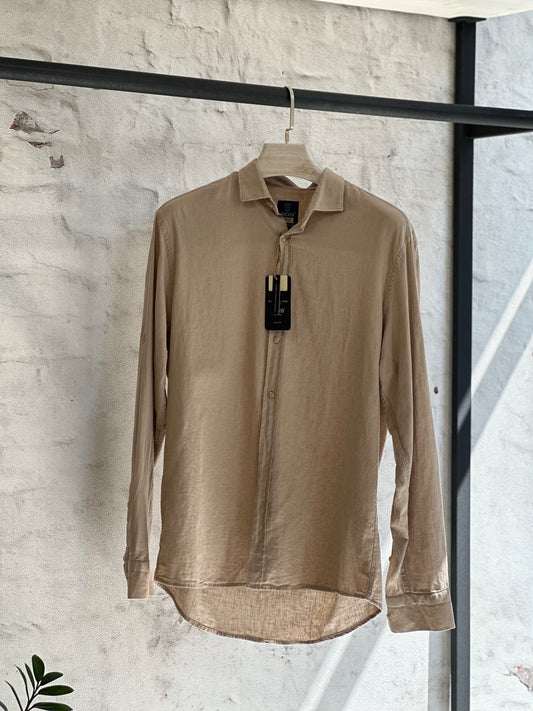 мъжка ленена риза - бежова