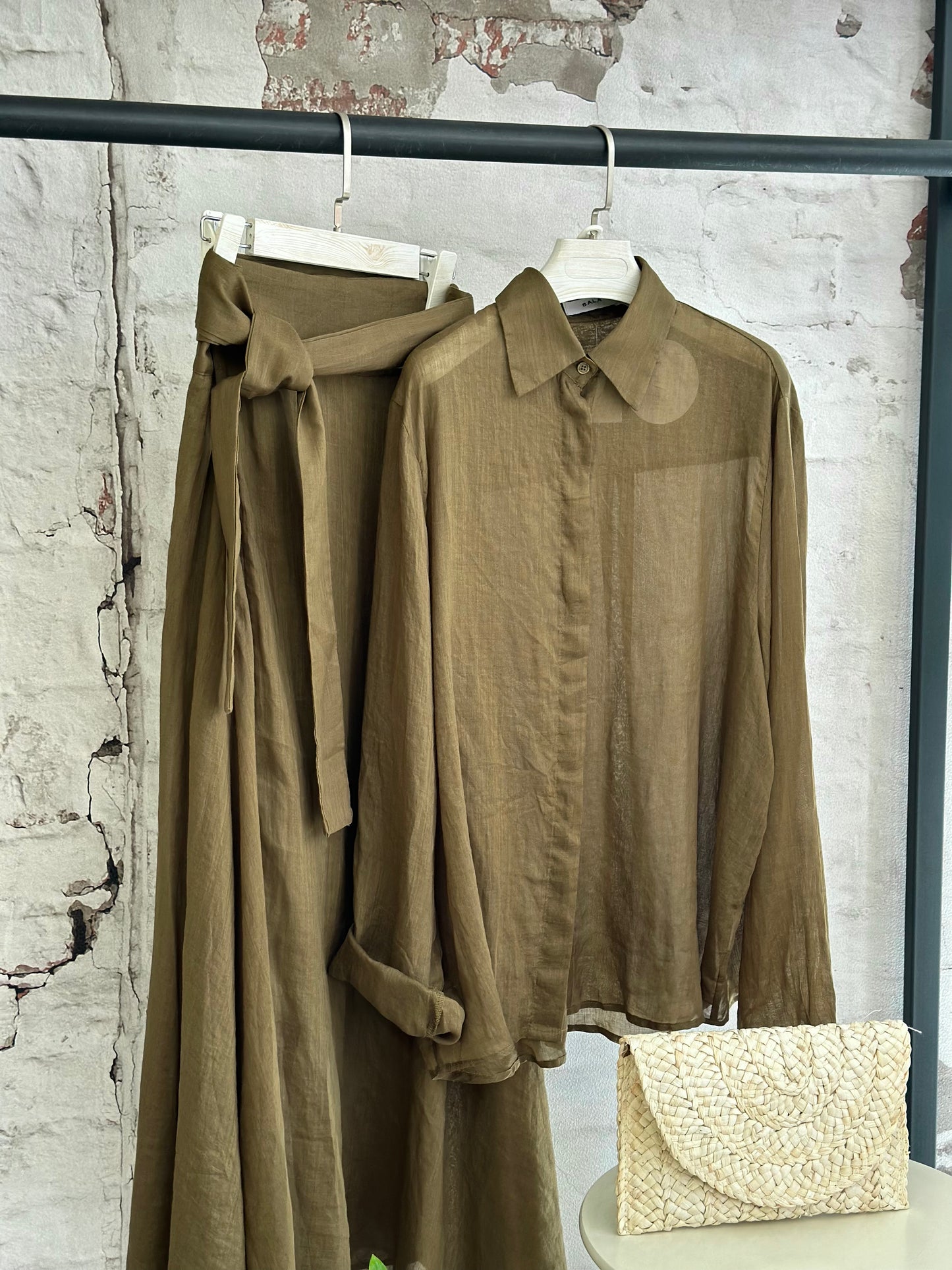 Дамски памучен комплект-зелен