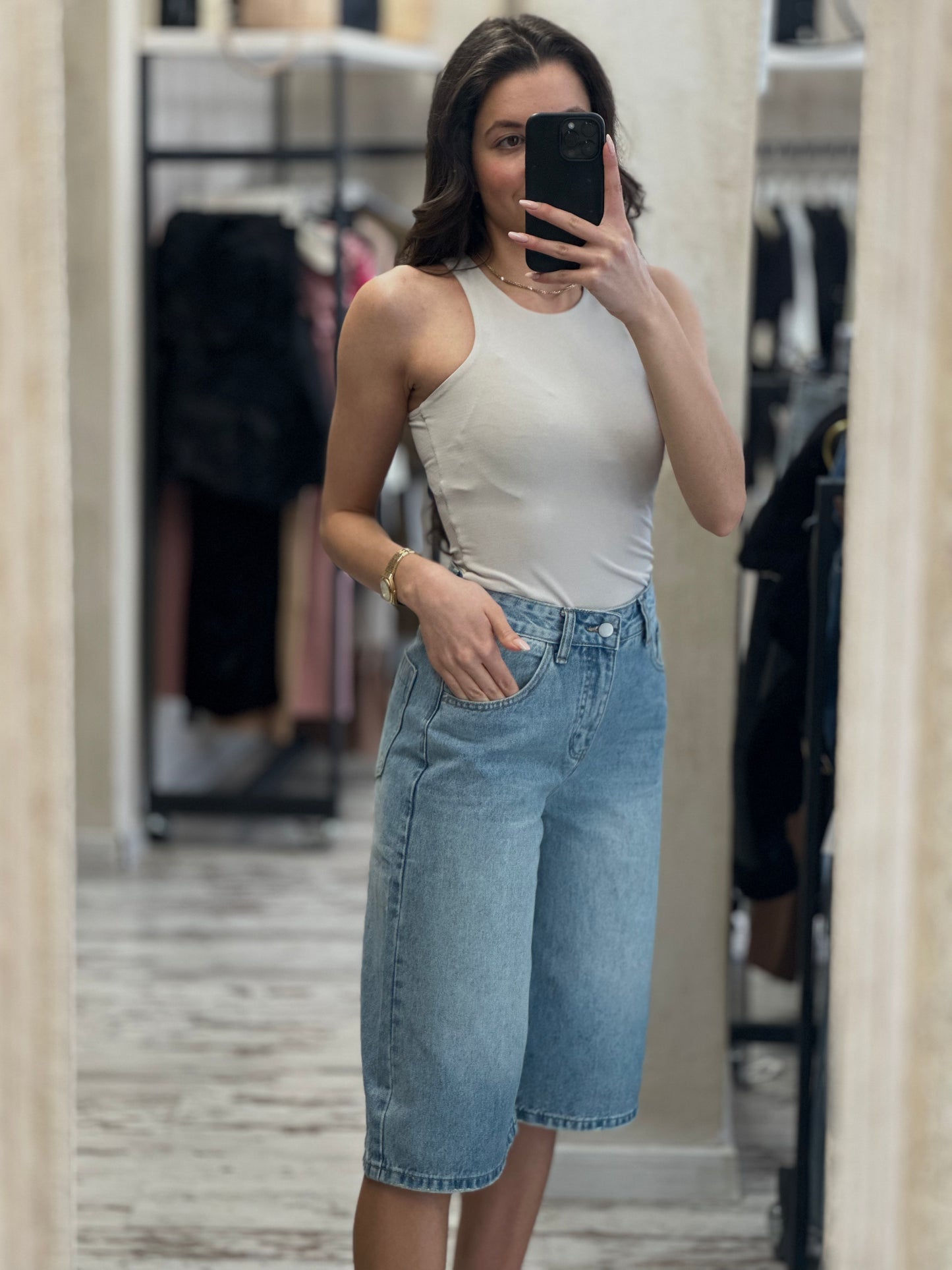 Дамски дънки до коляно