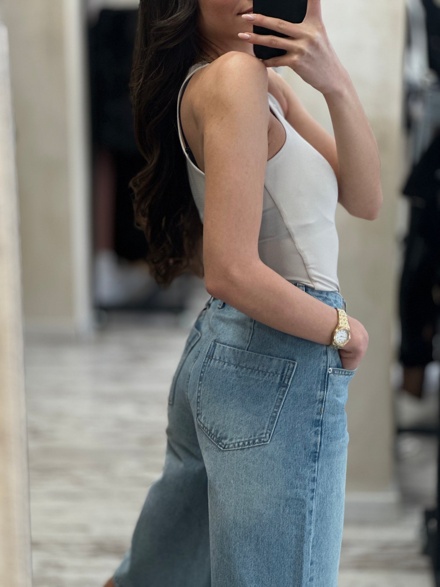 Дамски дънки до коляно