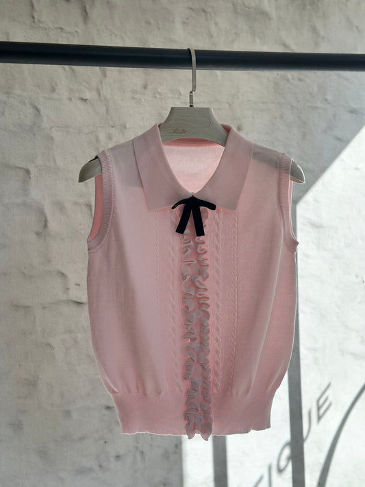 Дамско плетено елече- розово