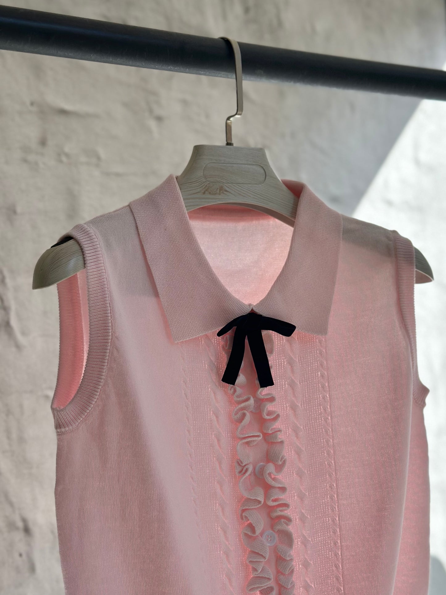 Дамско плетено елече- розово