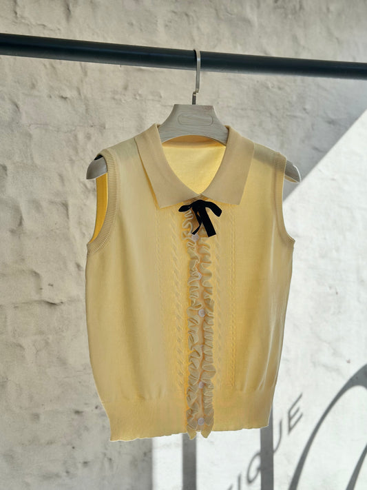 Дамско плетено елече- жълто