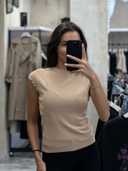 Дамско плетено елече- кафяво