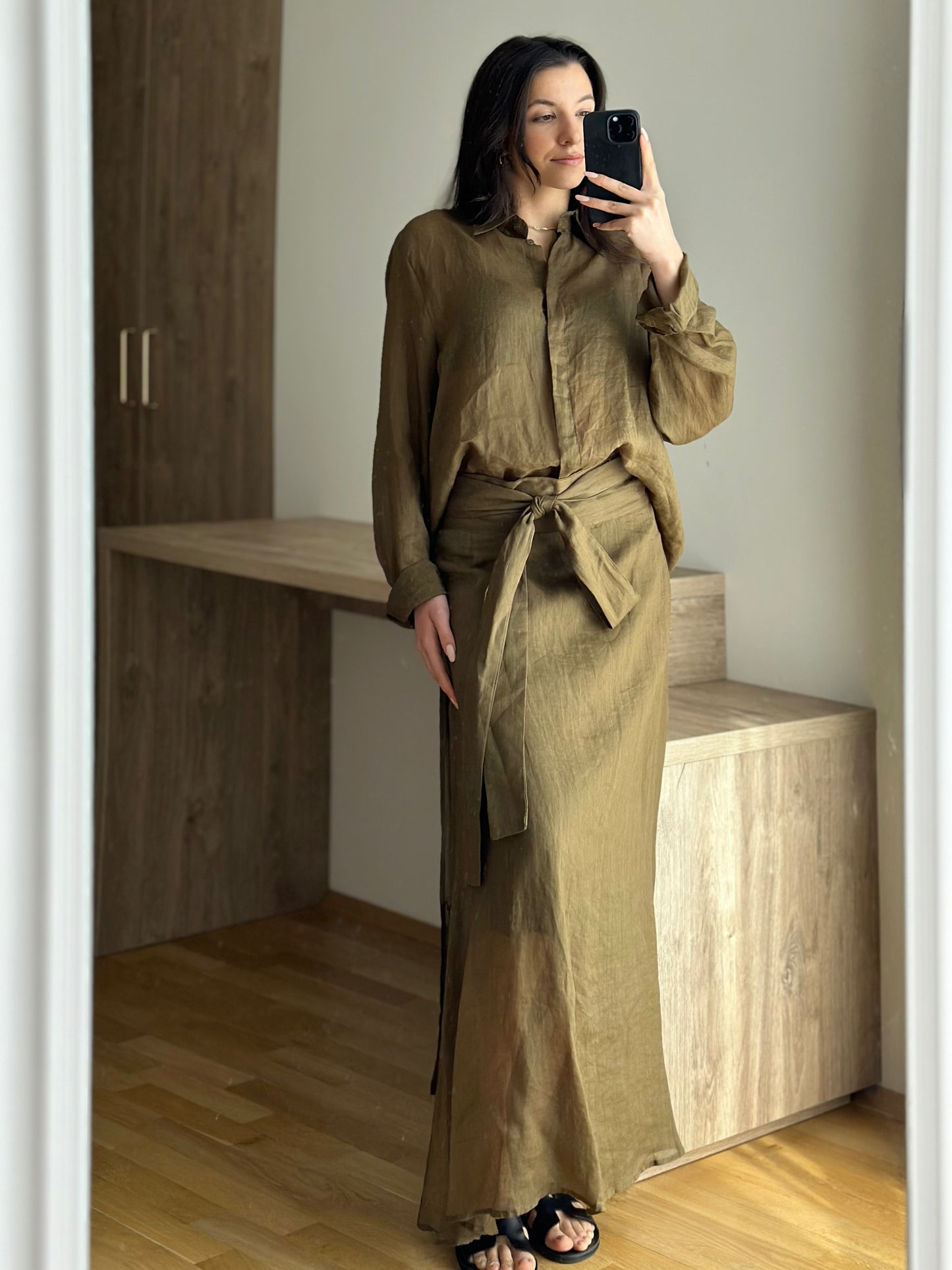 Дамски памучен комплект-зелен