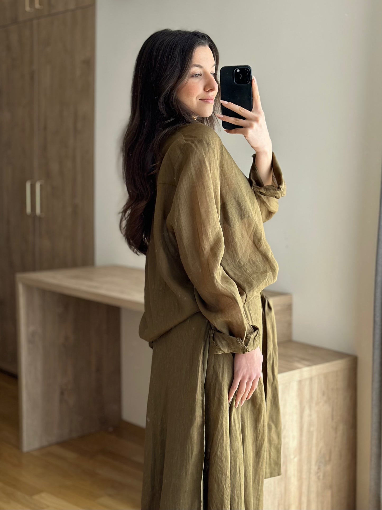 Дамски памучен комплект-зелен