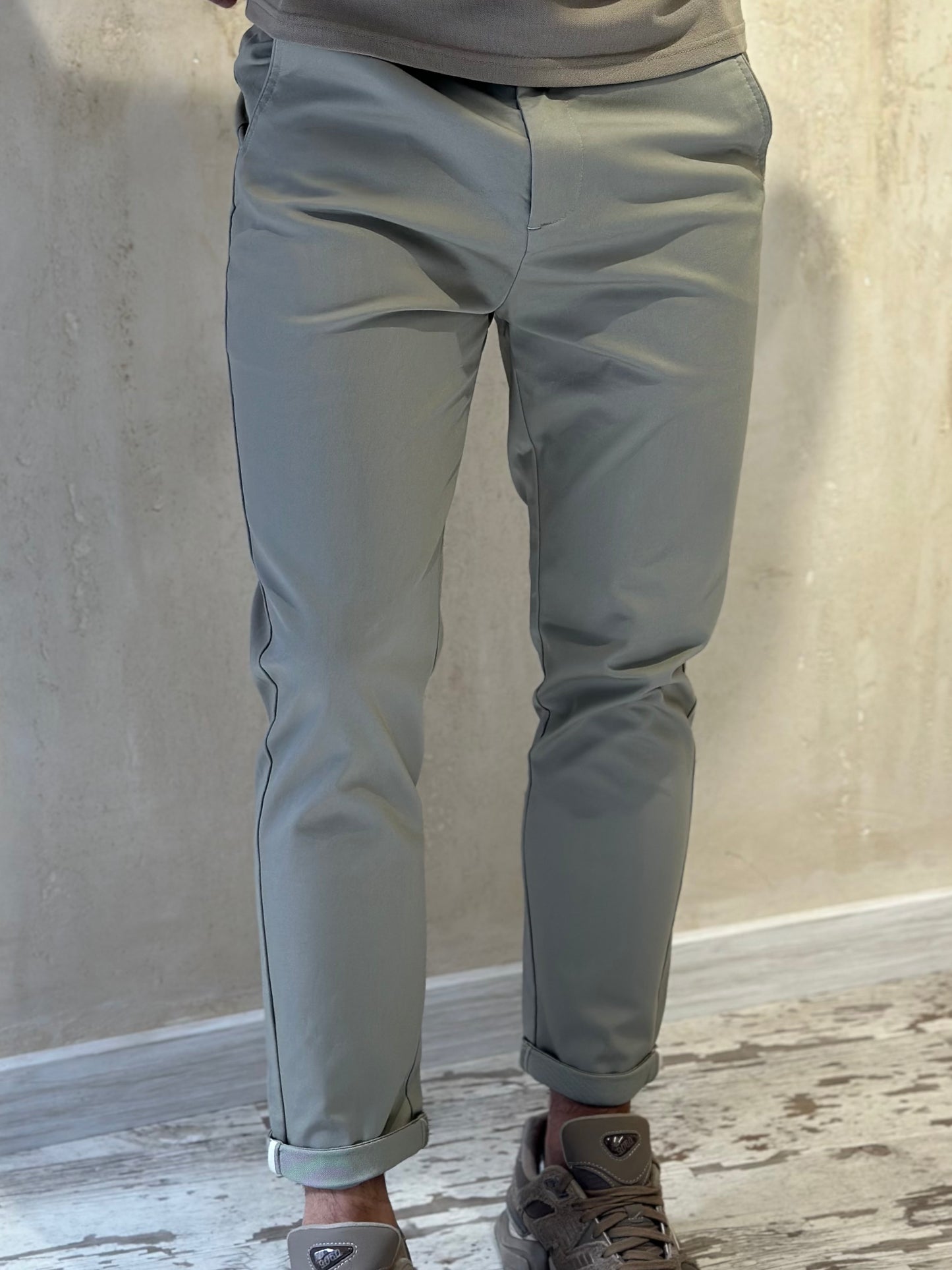 Мъжки панталон-бежово/зелен