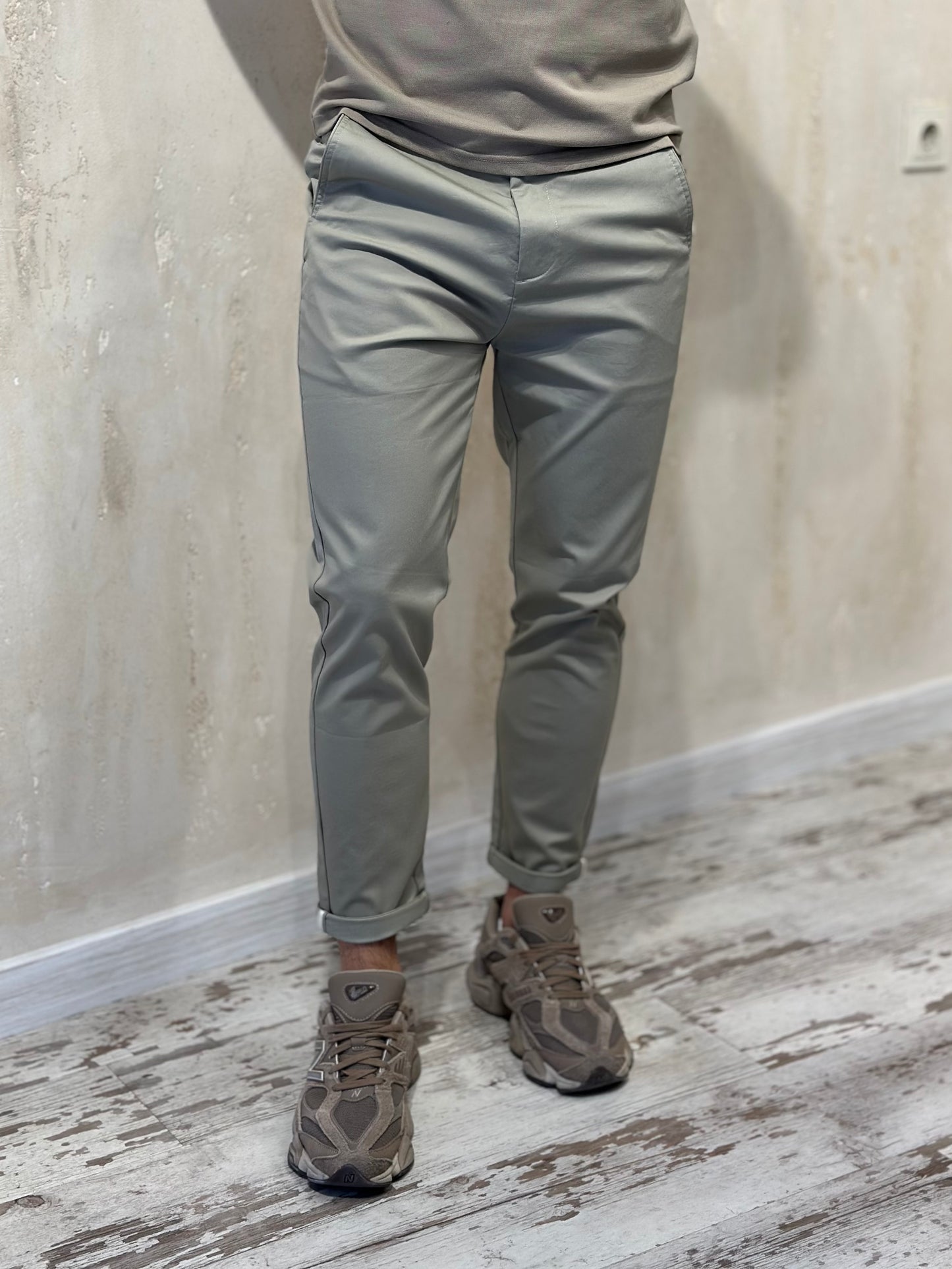 Мъжки панталон-бежово/зелен