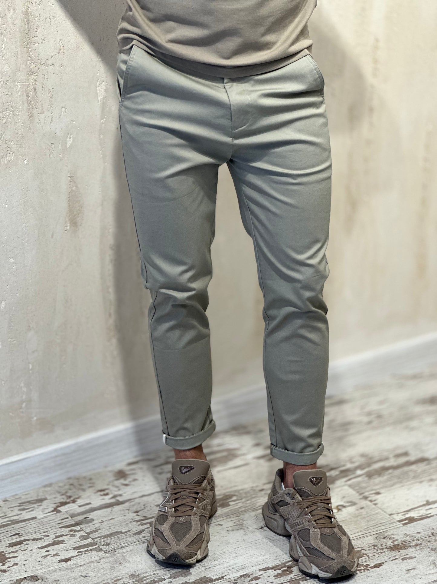 Мъжки панталон-бежово/зелен