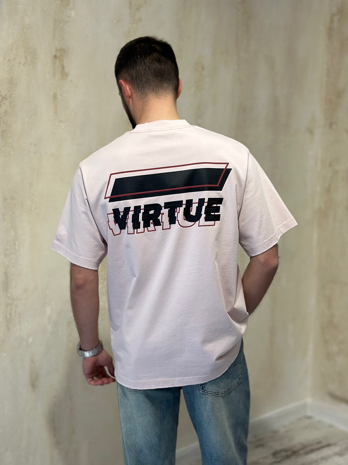 Мъжка розова тенииска широка кройка (Oversized)