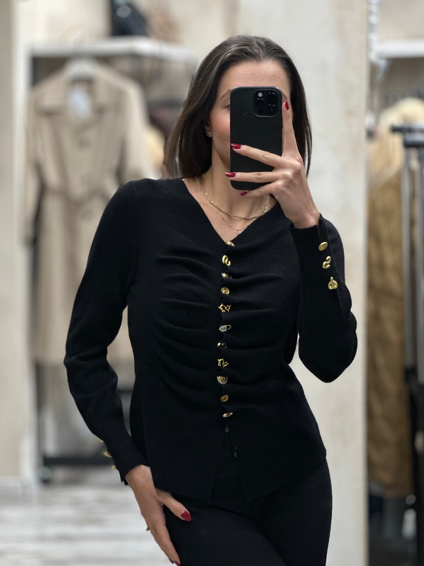 Жилетка финно плетиво-черна