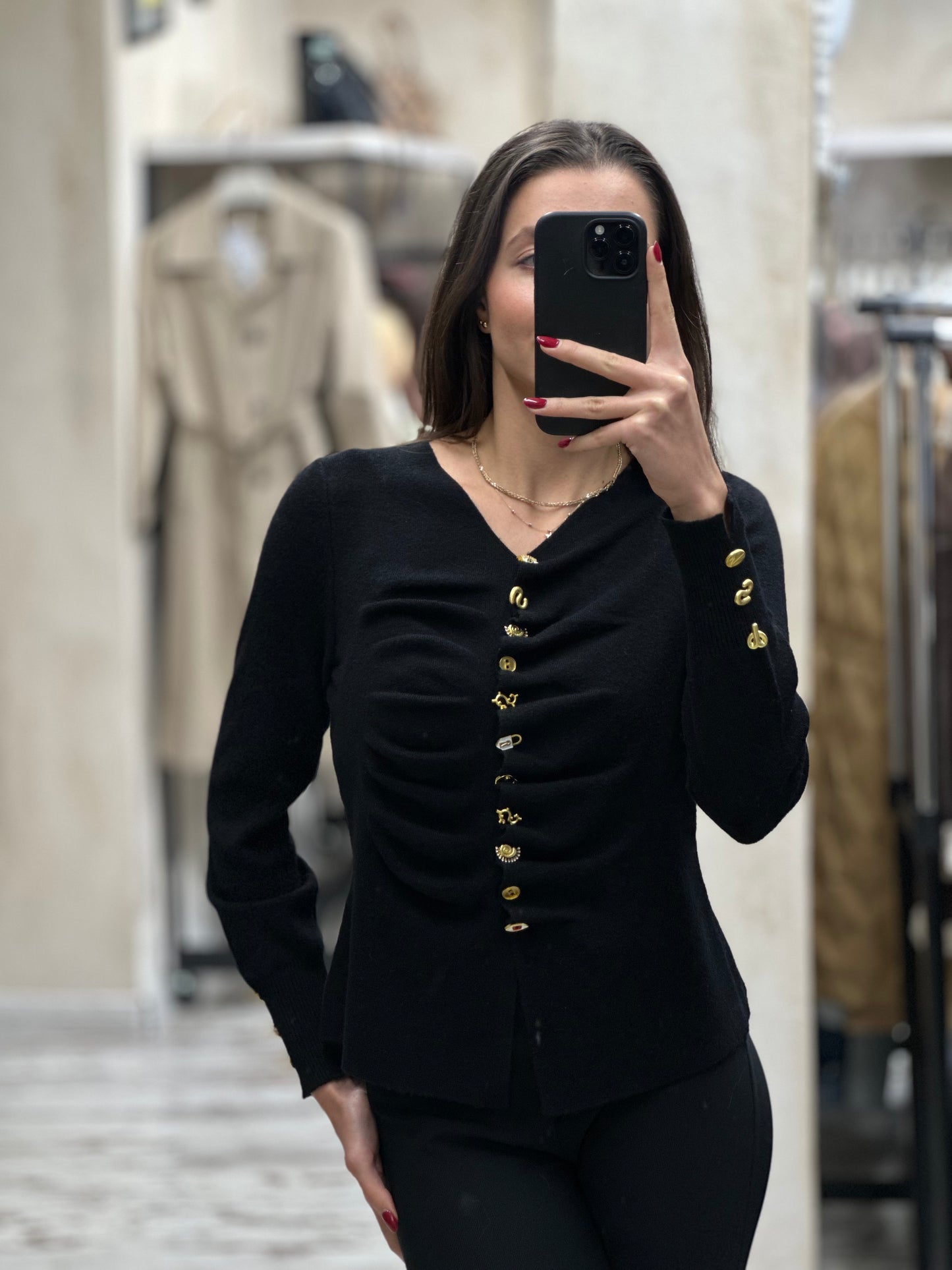 Жилетка финно плетиво-черна