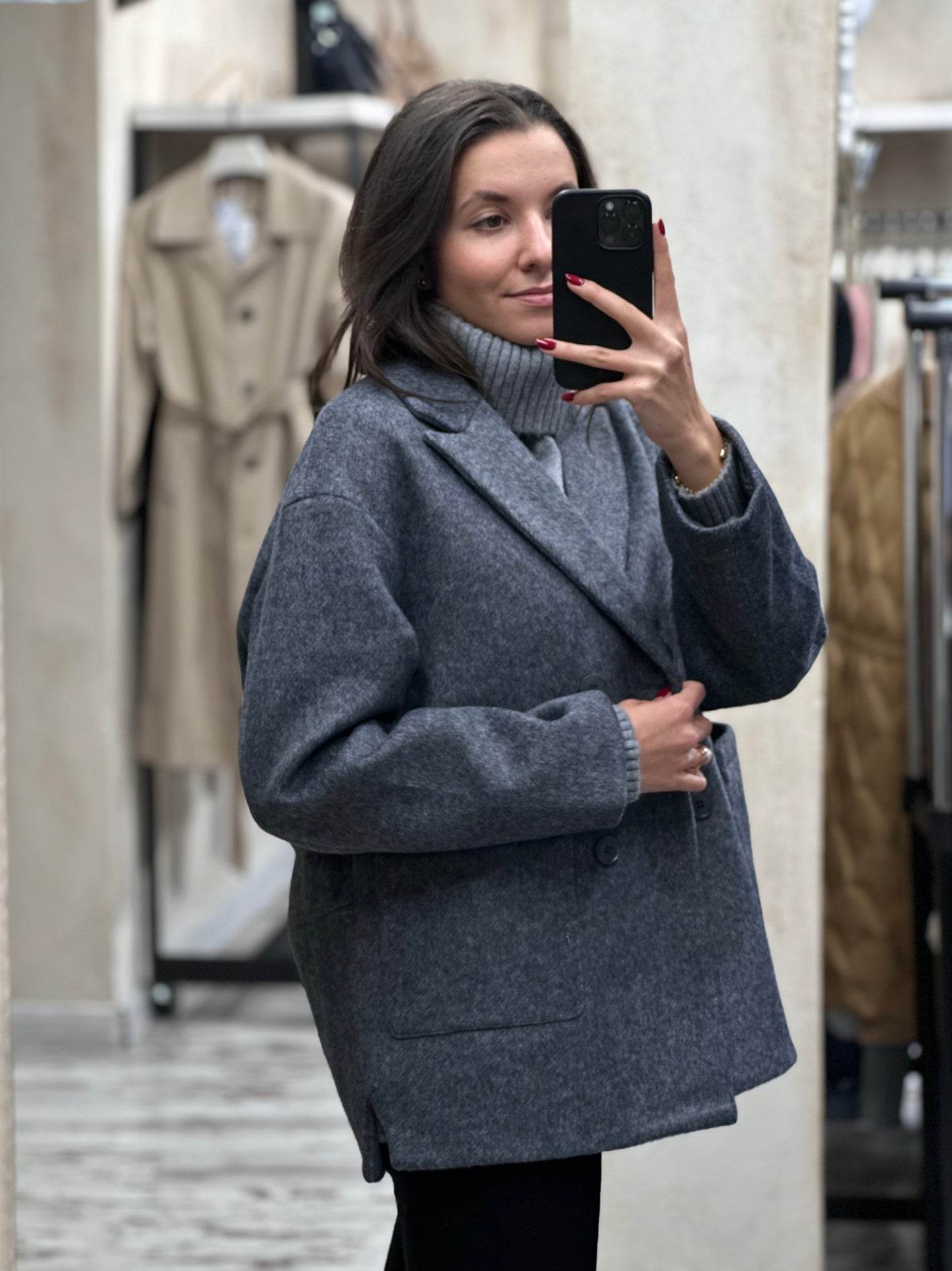 Дамско палто-графит